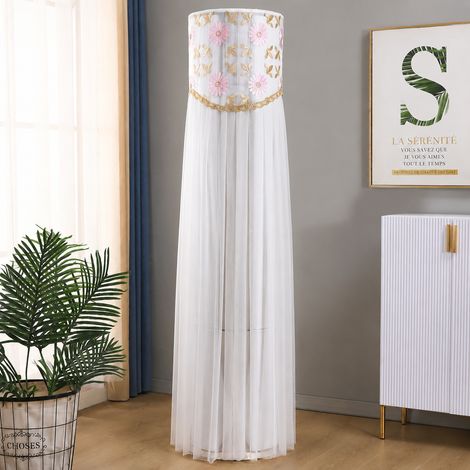Housse de climatiseur colonne 175-185 cm voile blanc à fleurs dorées réf 7146 300 g – Livraison gratuite