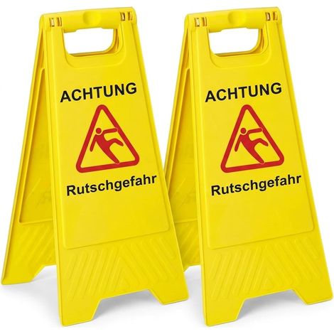 Lot de 2 panneaux d'avertissement lisses - Pliable - Inscriptible des deux côtés - En plastique - Pour entreprise, intérieur et extérieur - 44,5 x 26 cm (1/5)