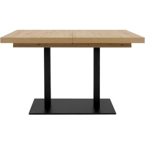 Table a manger extensible - ORLANDO - Chene artisan / noir - 6 a 10 personnes - 120-200 x 75 x 80 cm (1/8)