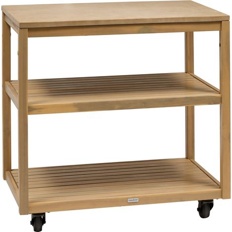 Module de cuisine d'été Lodgia 2 etagères bois d'acacia - Hespéride (1/5)