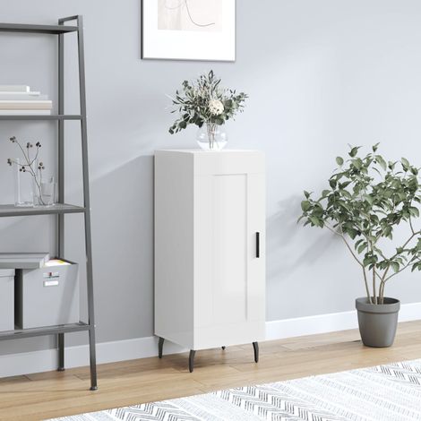 Buffet bas,Buffet Commode industriel Blanc brillant 34,5x34x90 cm Bois d'ingénierie -QS24369 (1/5)