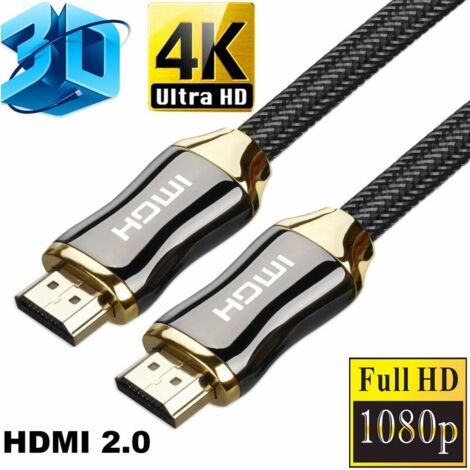 Câble HDMI 4K 2M - Câble hdmi 2.0 professionnel en Nylon Tressé ultra HD 2160p 4K 3D Full HD (1/4)