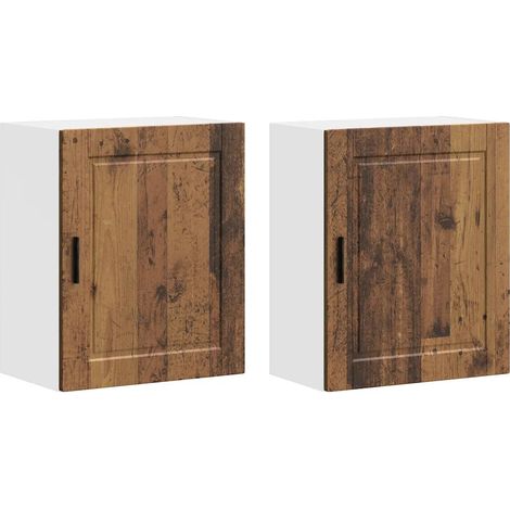 Set di 2 armadietti da parete per cucina 50 x 31 x 60 cm pratico spazio di archiviazione in stile vintage in legno legno vecchio 020050359