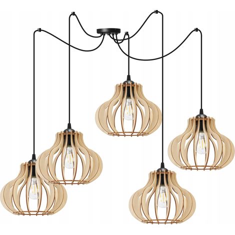 LÁMPARA COLGANTE, LÁMPARA DE TECHO, MADERA, PANTALLA LED
