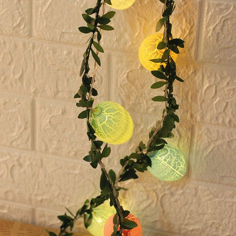Guirlande Lumineuse Oeufs de Pâques Déco 2M 10LED Rotin Vert Oeuf Craquelé Piles Fonctionne pour Printemps (1/3)