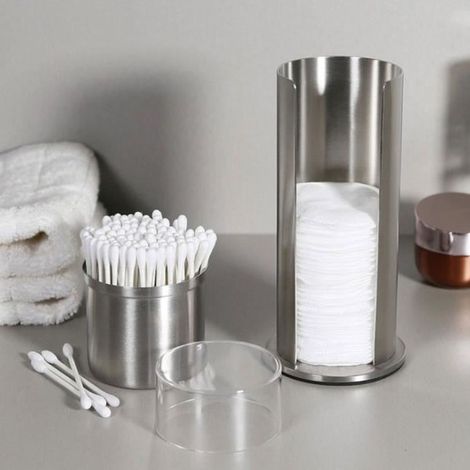 Boîte à écouvillons en acier inoxydable - OMABETA - Boîte de rangement pour cotons-tiges - Gris (1/4)