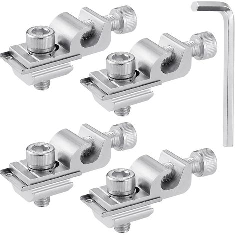 4Pcs Colliers de Mise à la Terre pour Panneaux Solaires, Fixation Panneau Solaire, Colliers de Mise à la Terre pour Panneaux Solaires avec 1 Clé, Accessoires pour Support Panneau Solaire (1/5)