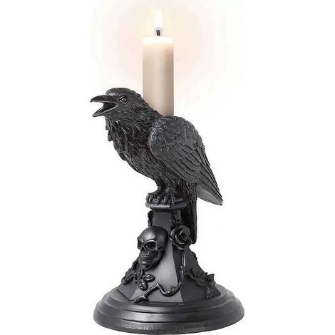Bougeoir d'Halloween gothique en forme de hibou - Décoration artisanale en résine pour la maison ou le bureau (1/5)