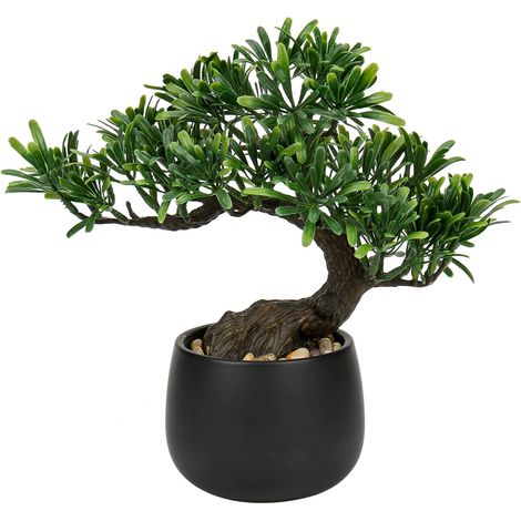 Bonsaï artificiel dans des pots en céramique - Bonsaï japonais artificiel décoratif - Plantes artificielles pour maison, table, bureau, salle de bain, étagère de chambre à coucher, décoration (1/5)