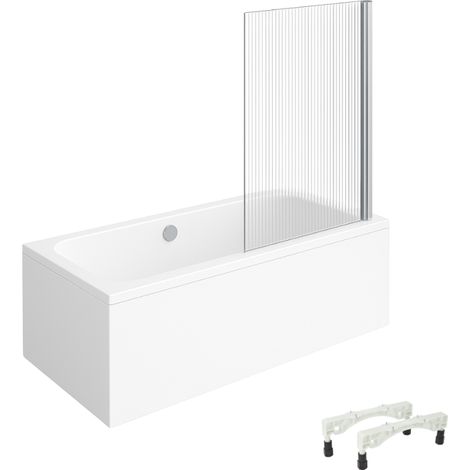 Baignoire droite VILLEROY & BOCH Architectura avec pieds acrylique 170 x 80 cm  + Pare bain droite AURYS Raywall chromé