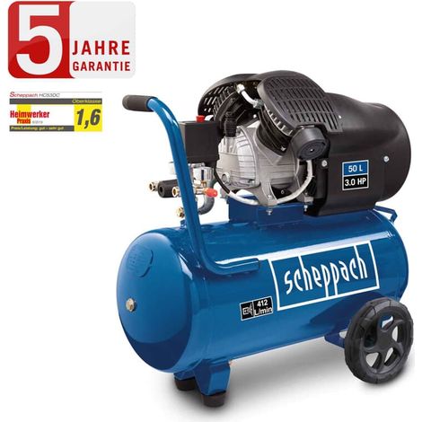 Air kompressor 50lt ol-geschmert doppel-zylinder 230v scheppach hc53dc (1/10)