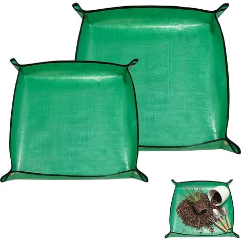 Pflanzmatten – 2er-Set – PE und PVC – Wasserdicht mit erhöhtem Rand – Für Gartenarbeit und Sukkulenten – 100 x 100 cm und 68 x 68 cm (1/5)