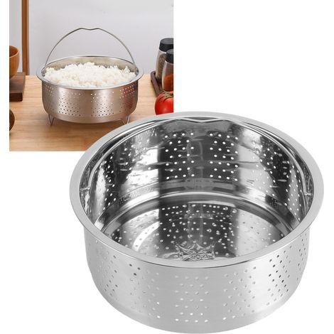 Panier à vapeur en acier inoxydable insert cuiseur riz avec manche rack cuisson aliment 16.5cm/6.5in (1/5)