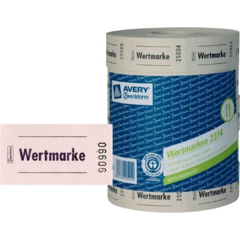 5x Rolle Wert-Marke 57x30mm Weiß 5000 Abrisse (1/3)
