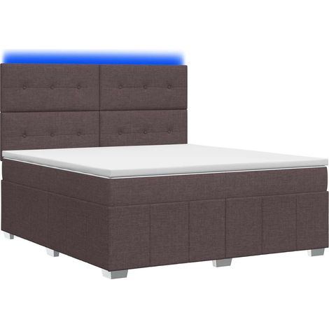 Maison Exclusive - Letto Box Spring LED con Materasso Marrone Scuro 140 x 200 cm (1/5)