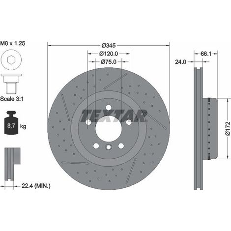 Lot de 2 Disques de frein TEXTAR 92265225 BMW 34206797598 6797598