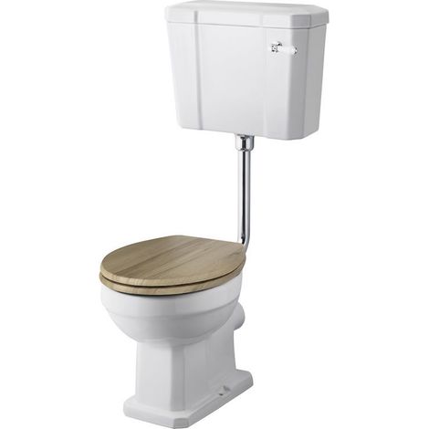 Hudson Reed Carlton - WC Rétro avec Chasse d'Eau Suspendue et Cuvette Effet Bois Chêne