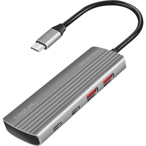 LogiLink Hub USB-C 3.2 Gen2 10Gb/s 4x USB PD 100W grau 2xUSB-A 2xUSB-C (1/4)