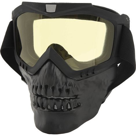 Schutzbrille mit Totenkopfmuster für Motorrad-, Motocross-, Quad- und Offroad-Rennhelme, für Damen und Herren, gelb (1/5)