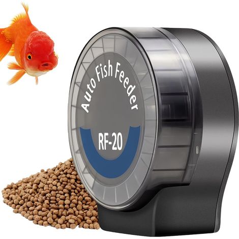 Distributeur automatique de nourriture pour poissons d'aquarium Fonctionne avec piles Avec minuterie Affichage LCD Pour granulés de poudre (1/5)
