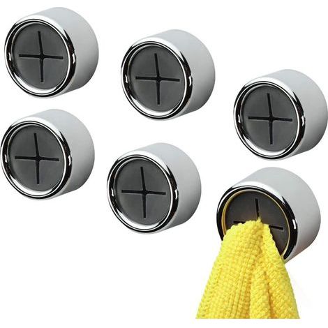 Set di 6 ganci rotondi autoadesivi per asciugamani, ganci da cucina, portasciugamani a ventosa per bagno, armadio e credenza. (1/4)