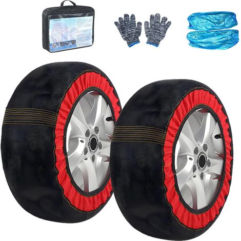 Lot de 2 paires de chaussettes de traction pour voiture - Pour une meilleure adhérence sur la neige, la glace et les routes humides - Alternative aux chaînes - Convient pour divers (1/5)