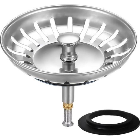 Bouchon evier Cuisine 79 mm,Filtre evier et bonde evier Cuisine,Bouchon d'évier pour Filtration des résidus et l'écoulement Rapide,Crepine evier Cuisine avec Bouchon Panier Pop-Up,2 Joints