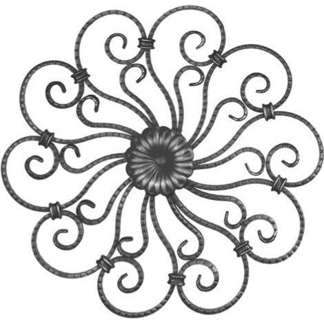 Rosone - Altezza 445mm larghezza 445mm ferro piatto nervato sezione 16x6mm - Ferro battuto - Saldatura