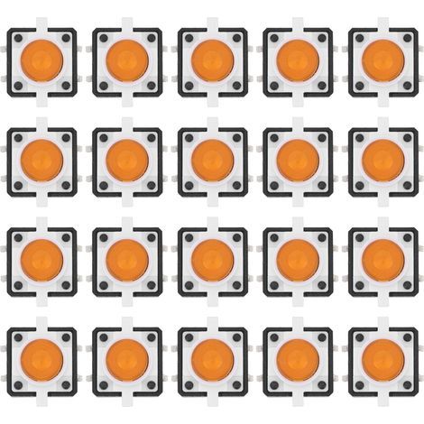 20 pièces 12x12x7.3mm Tactile bouton poussoir interrupteur LED interrupteur momentané jaune (1/5)