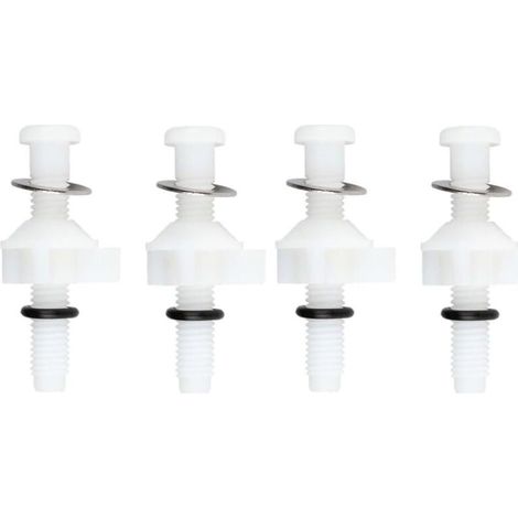 Lot de 4 vis de fixation pour abattant de WC en plastique et acier inoxydable pour salle de bain avec accessoires complets blanc (1/3)