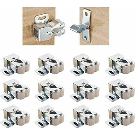 Chiusure a doppia sfera in ottone con doppie viti e doppio rullo per ante di mobili e armadi, mobili da cucina e cassetti (10 pezzi) (1/4)