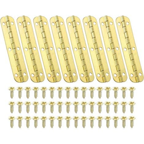 Mini charnières de piano, 8 mini charnières de boîte à bijoux à 180 degrés, adaptées aux boîtes à bijoux en bois, plaquées or. (1/5)