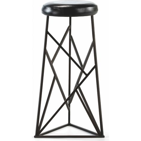 Taburete 30X30X71 Metal Negro/P.Piel Negro (1/3)