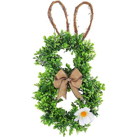 Couronne de fleurs artificielles, décorations de Pâques, lapins, panneau de porte pour décoration murale