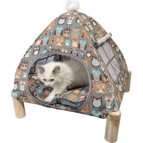Katzenbett, Zelt, 50x50cm, mit Holzrahmen, 2 in 1 (1/2)