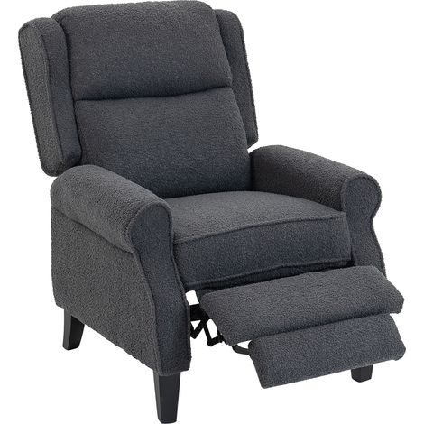 HOMCOM Recliner Armchair, Fabric Recliner Chair, Charcoal Grey