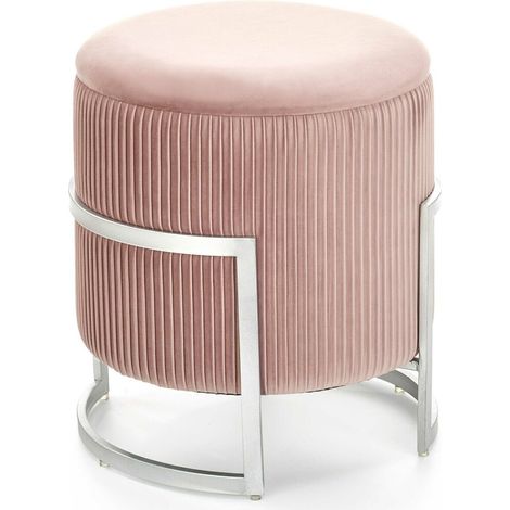 Reposapiés Houston 1256, Rosa claro, 46x0x0cm, Diámetro: 40, Tapiz, Patas: Metal, 0, Caja de almacenamiento (1/5)
