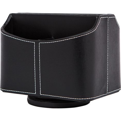 Organisateur de Bureau Similicuir 360 Rotatif TV Support de Télécommande Boite Rangement avec 5 Compartiments (Noir) (1/5)