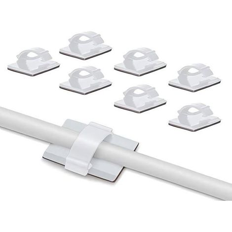Clips De Cable Adhésif Réglable - Pour Fibre Optique Et Câbles Jusqu'à 10 mm - Noir - 60 Pièces (1/5)