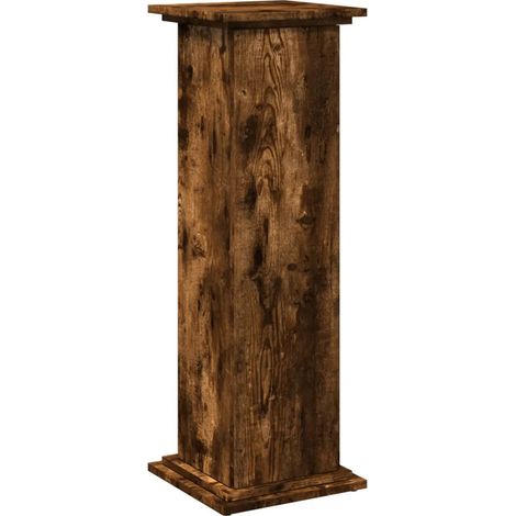 Piedistallo con contenitore 31 x 30 x 90 cm funzione di esposizione e facile manutenzione stile contemporaneo in legno ingegnerizzato rovere fumo 020050534