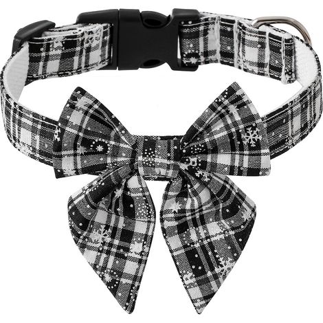 Collier Pour Chien - Imprimé Flocons De Neige - En Coton - Boucle De Sécurité - Réglable - Blanc - 1 Pièce (1/5)