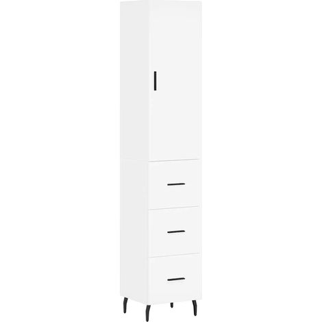 Aparador cajonera mueble almacenaje organizador cocina salón salón alto 345 x 34 x 180 cm madera de ingeniería blanco 020032404