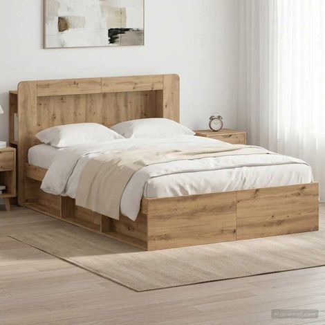 vidaXL Telaio del letto con storage Rovere Artigianale 140 x 190 cm (1/5)