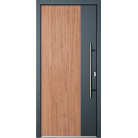 Porta d'ingresso in acciaio, l'efficienza energetica Ud 0,82 e il design, JM NOVUM 07, est. winchester, int. bianco, larghezza: 108cm, altezza: 208cm, senso di aperatura destra (1/5)