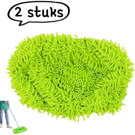 Lot de 2 lingettes de rechange pour balai Swiffer Sweeper Flatbed - En microfibre pour un nettoyage répété - 25,5 x 11,5 cm - Vert (1/5)