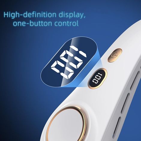 Ventilatore da Collo Senza Pale, 5 Velocità e Display LED – Design Elegante Rosa Sakura, Leggero e Silenzioso – Ideale per Ufficio, Viaggi e Attività All'aperto (1/2)