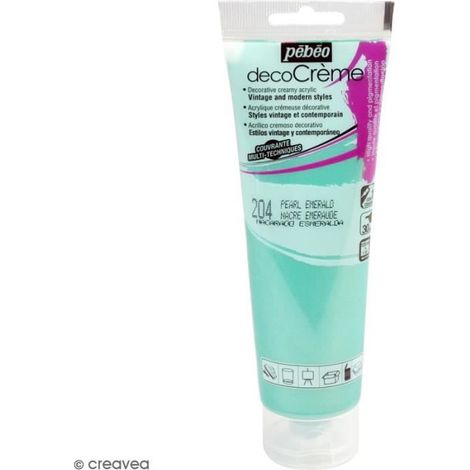 Peinture acrylique - PEBEO - DecoCrème - Emeraude nacré - 120 ml - Mixte