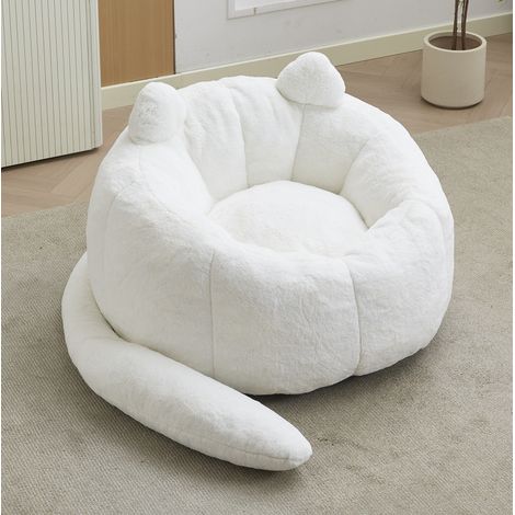 Poltrona pouf per adulti in velluto bianco, 112 x 112 x 77 cm, senza montaggio DESVIAE (1/5)