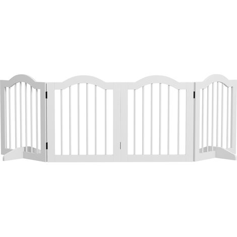 Barriera per cani pieghevole a 4 pannelli in MDF e legno bianco MODENUIT (1/4)