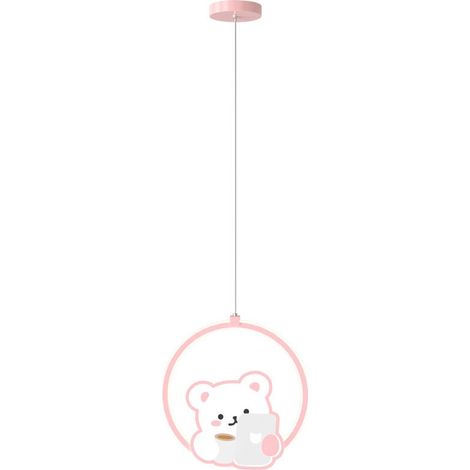 Lampe suspendue ours de dessin animé, lampe suspendue en métal avec abat-jour en acrylique blanc, lampes à suspension d'éclairage décoratif pour chambre d'enfant (1/5)